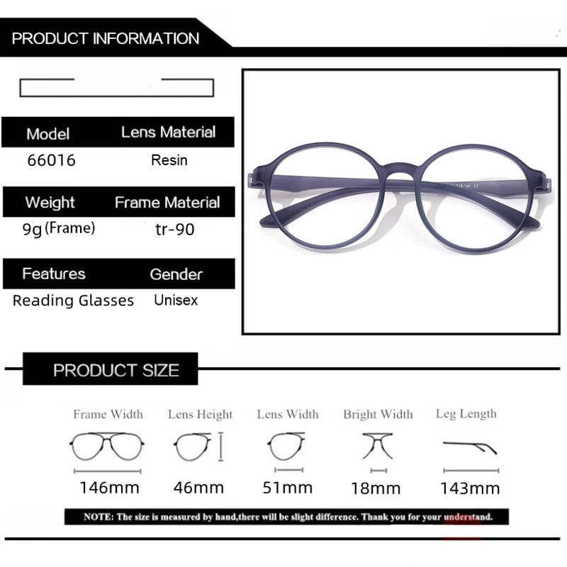 New Retro Fashion TR90 Ultralight Round Reading Glasses for Women Men Anti Blue Light Comfortable Presbyopic Glasses