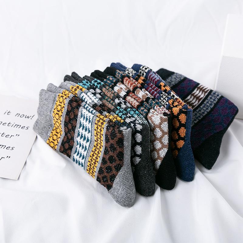 5 Pairs/lot Men's Wool Socks Winter Thicken Sheep's Socks Warm Men Retro Style Colorful Fashion New High Quality Man Socks