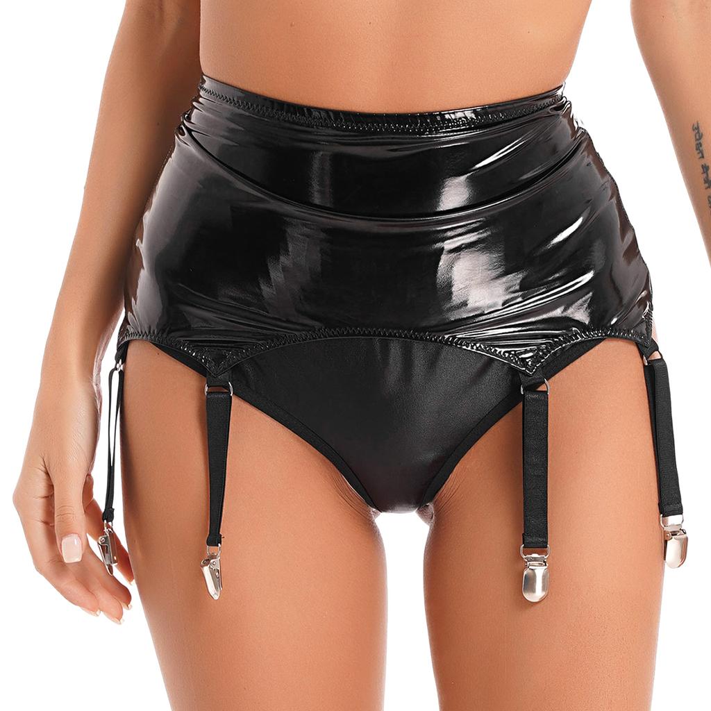 Giarrettiere in Pelle Verniciata da Donna con Clip Metalliche Lingerie Pigiami Costume da Club/Palco Accessori