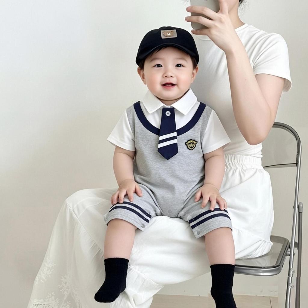 Stylish Summer Romper for Baby Boys: Little Gentleman Crawling Suit for Newborns