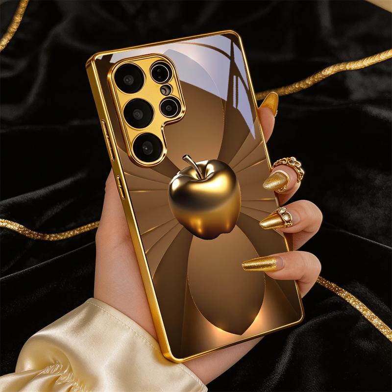 Premium Metallic Electroplated Golden Phone Case For Samsung Galaxy S25 S24 S26 S23 S22 S21 S20 Ultra Plus FE S26+ Glass Cover