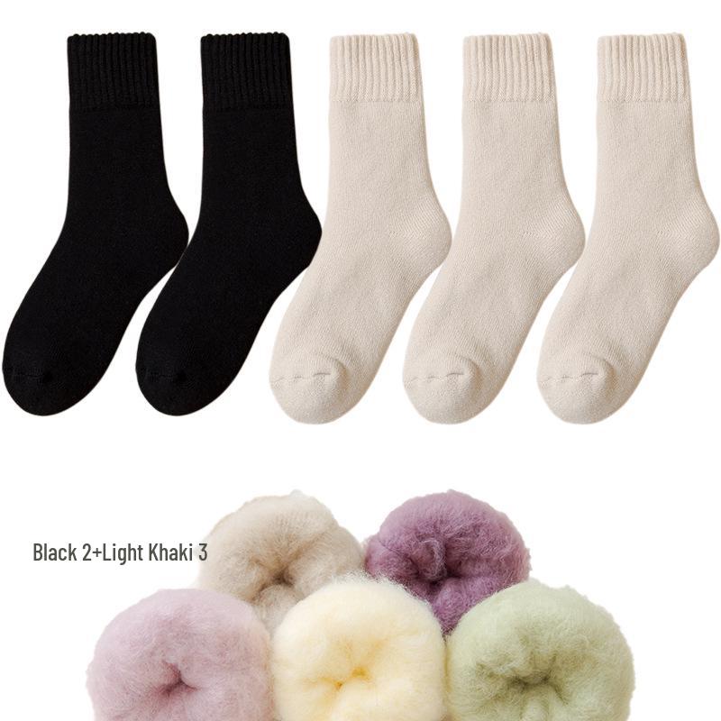 Dámské fleecové ponožky střední délky Zhuji - Silný samet, teplé a pohodlné na podzim/zimu, ideální na spaní nebo lenošení
