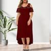 Trendy Openwork Maxi Dress with High Waist and Irregular Hem for Spring Autumn Working Dressing