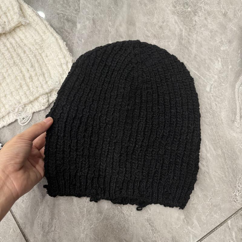 

Personalized Old Frayed Hollow Large Stretch Wool Pile Hat for Women in Autumn and Winter To Keep Warm and Slimming Hole Beggar Knitted Hat one size