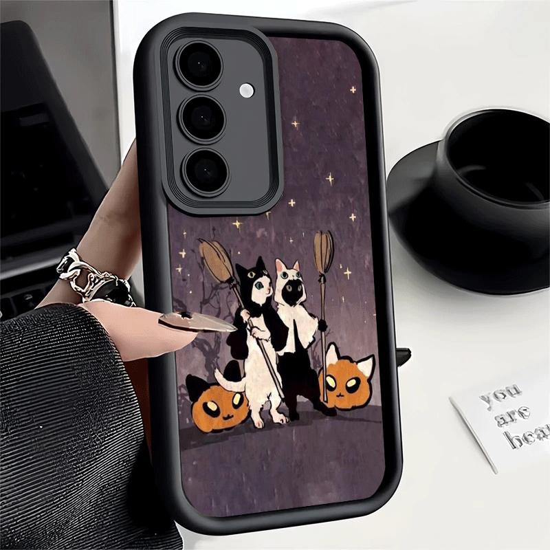 Phone Case for Samsung Galaxy A17 A16 A15 A14 A13 Black Cat Witch Aesthetics A56 A36 A26 A55 A35 A25 A54 A34 A24 A53 A33 A23 A07