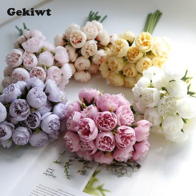 27 Heads Rose Pink Peony Artificial Flowers Silk Bouquet Roses Fake Flower for Table Vase Arrange Home Wedding Decoration Flower