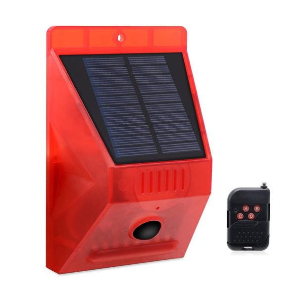 Lampe d'alarme solaire, Télécommande, Alarme de sécurité, Alarme à détecteur de mouvement, Sirène PIR, Détecteur de mouvement, Détecteur pour jardin extérieur de maison