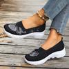 Damskie Buty Płaskie, Rozmiary Plus Size, Haftowane Buty Codzienne, Oddychające Tkane Fly Weave Wsuwane Buty Lazy dla Kobiet