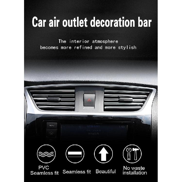 10Pcs Colorful Car Air Conditioner Vent Outlet Trim Decor Strips U Shape Moulding PVC  Colorful Shiny Car Trim Strips Decoration