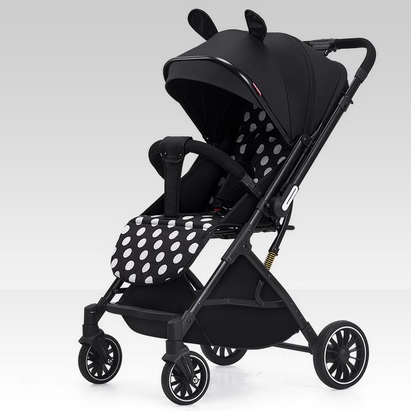Lightweight Two-Way High Landscape Baby Stroller: Sit & Recline, One-Button Foldable Children's Pushchair.