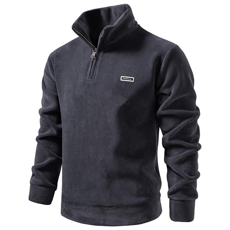 Men's Fleece Quarter Zip Sweatshirt Casual Stand Collar Long Sleeve Pullover For Daily Wear
