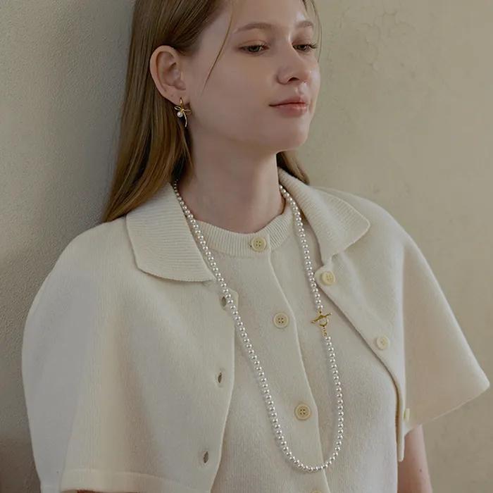 [Silver925] Toggle-bar Long Pearl Necklace