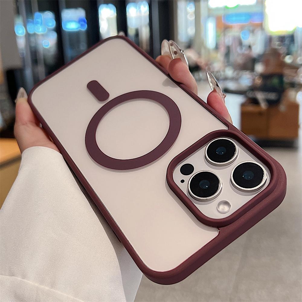For Iphone 16 15 14 Pro Max Plus 13 12 Mini 11 XS XR 7 8 Magnetic Wireless Charge Cases Cover Luxury Magsafe Transparent Case For