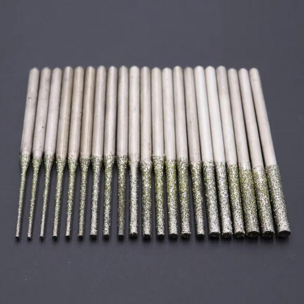 10Pcs 0.8-2.5mm Diamond Coated Drill Bits Silver Grinding Burr Bits  For Drilling Glass Woodworking