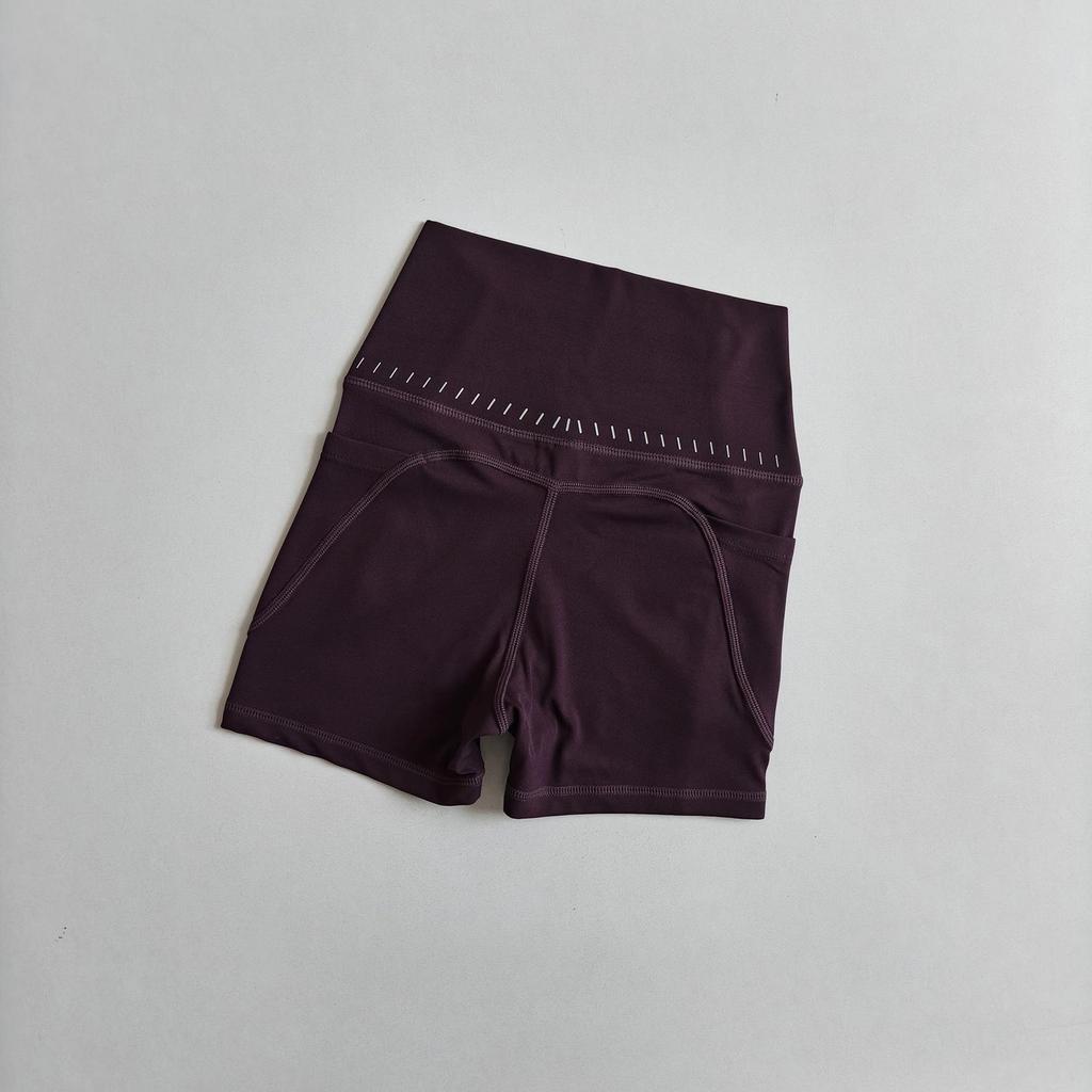 High-Waist Yoga & Cycling Shorts with Pocket - No Line, Peach Lift Design for Women