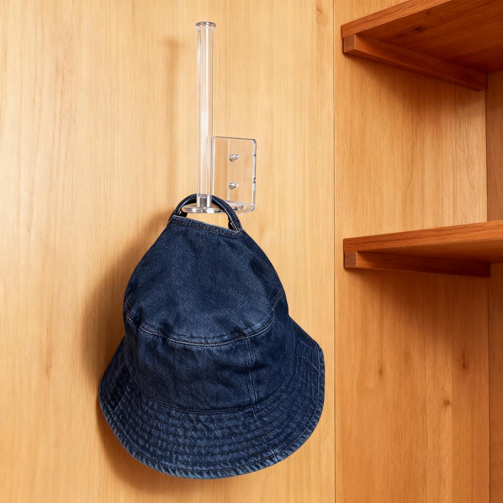 Wall Mounted Hat Hook Acrylic Hat Organizer Baseball Cap Holder with Adhesive/Drilling Installation Kit for Door Closet Bedroom