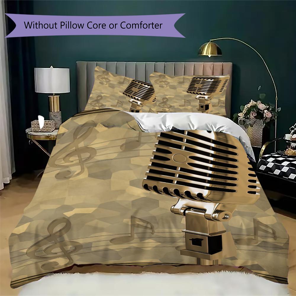 1PC Musical elements Bedding Quilt Set Quilt Cover Pillowcase Home Decoration Birthday Gift (1 * duvet cover + 2 * pillowcase, without core)A16