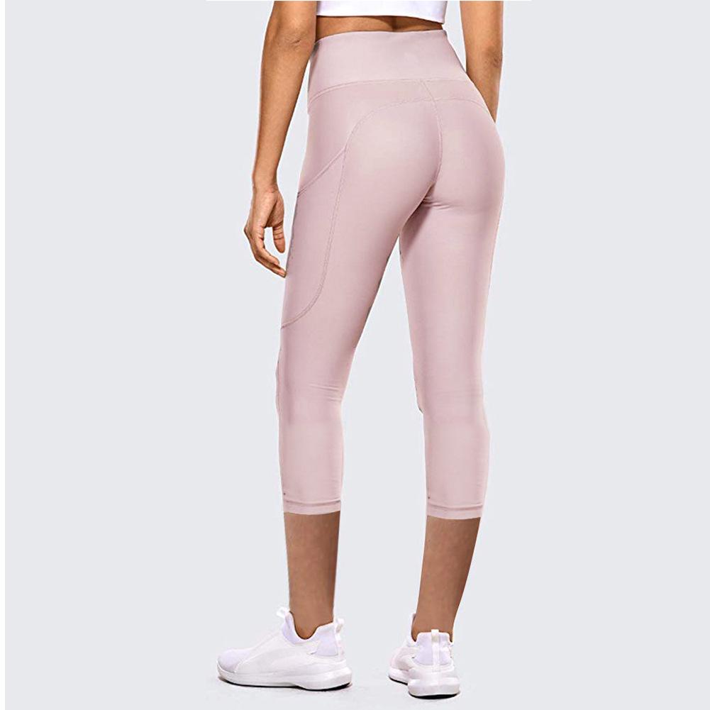 2023 Damen High Waist Cropped Yoga-Leggings mit Taschen - Europäischer & Amerikanischer Stil Medium white
