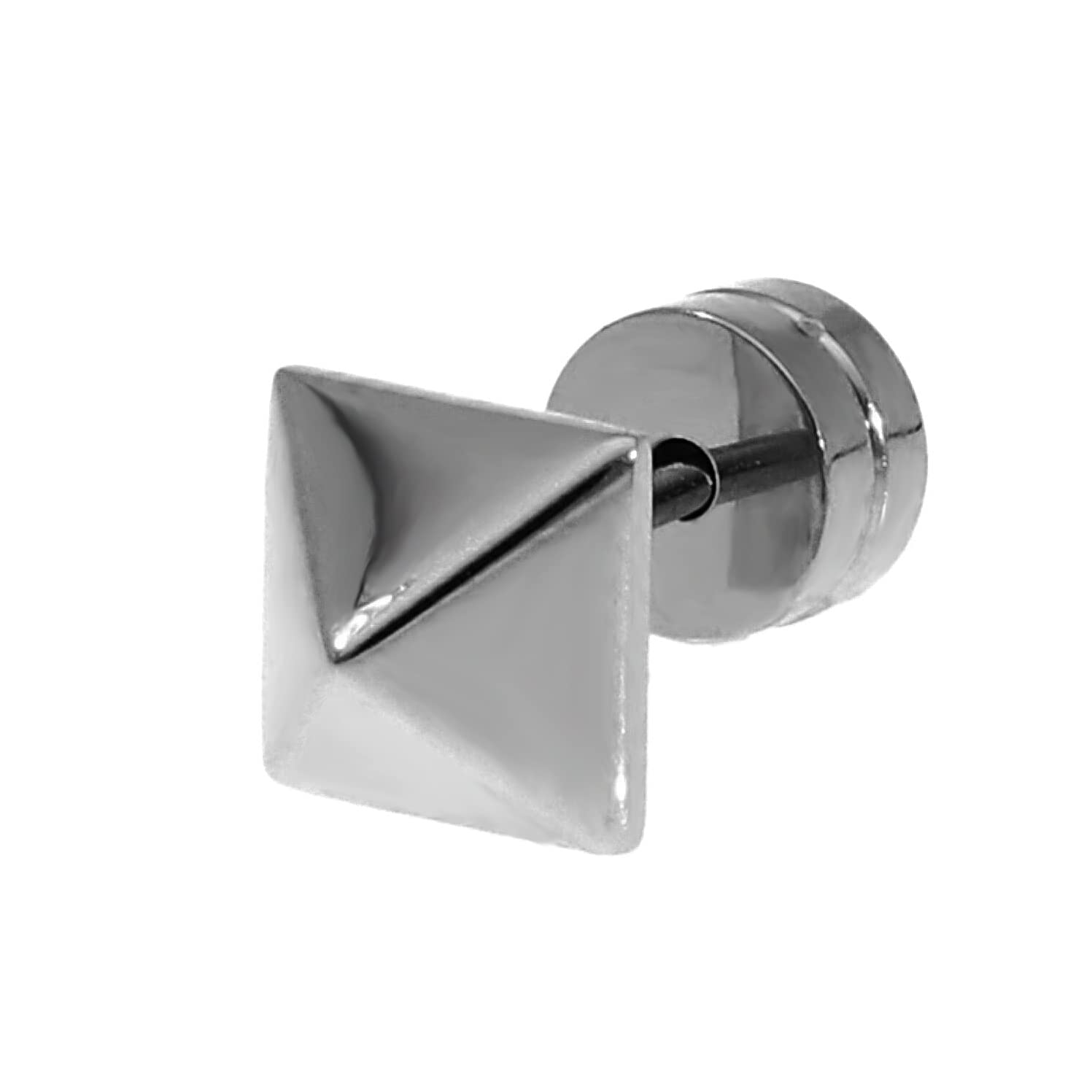 

[Zanipolo Terzini] Stainless Steel Pyramid Stud Earring, Normal, 1 Piece (Single Earring), Men s, Hypoallergenic