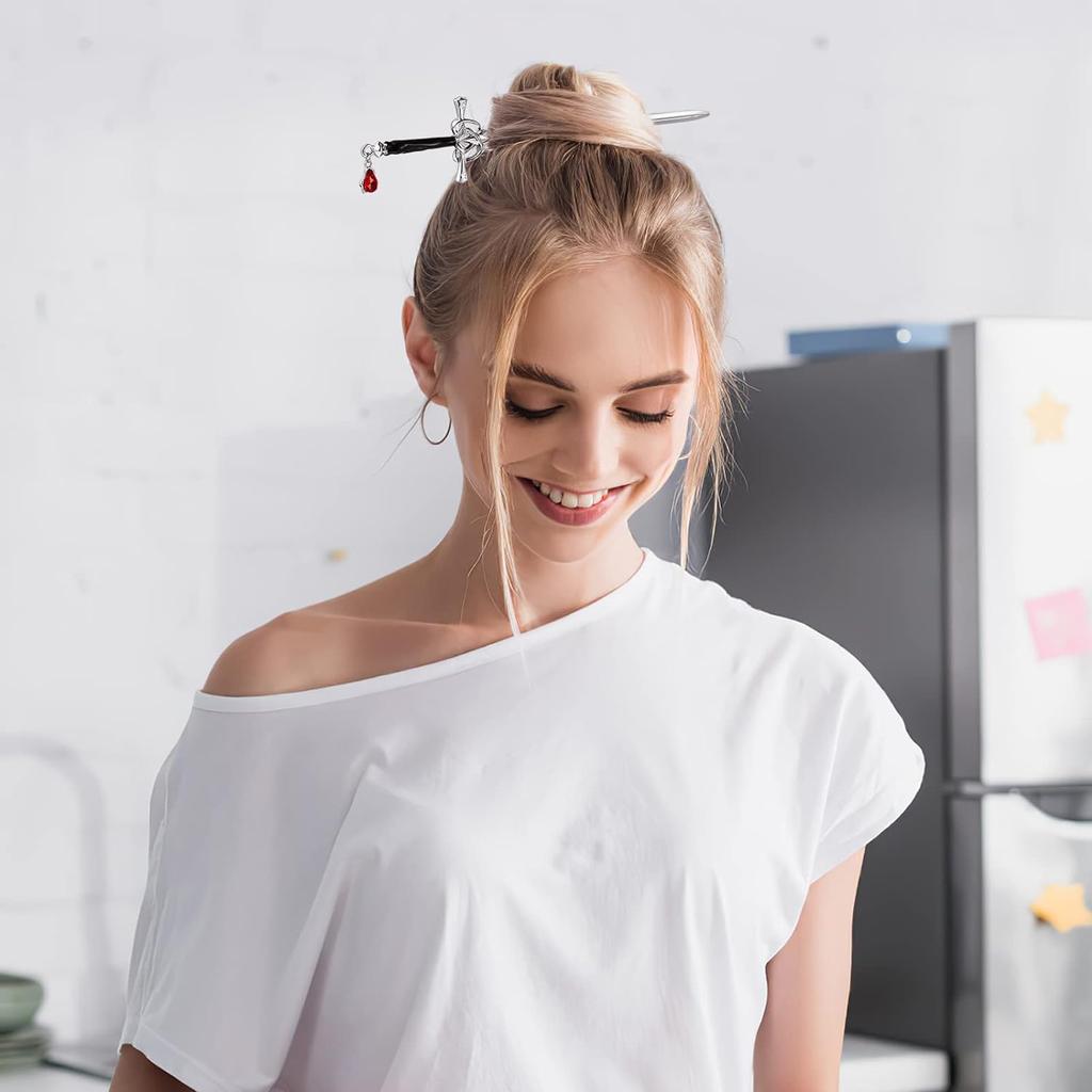 Bastone per capelli in stile cinese, design a spada, bacchette per capelli, forcina per capelli, chignon, accessori per capelli da donna