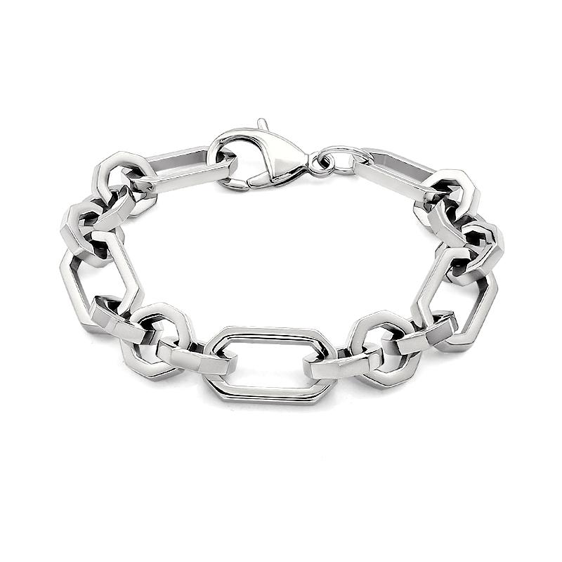 

Hip Hip Fashion Titanium Stainless Steel 18k Gold Plated Box Paperclip Chain Bracelet Necklace Jewelry Set for Women