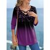Women's Fashion Casual Spring Fall 3/4 Sleeves V Neck Blouses & Shirts