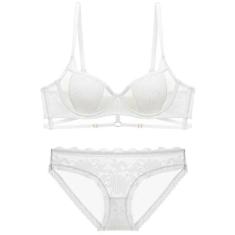 

Французское сексуальное кружевное нижнее белье женское с кроличьими ушками мягкий бюстгальтер на косточках с эффектом пуш-ап для большой груди маленького размера 70A белый