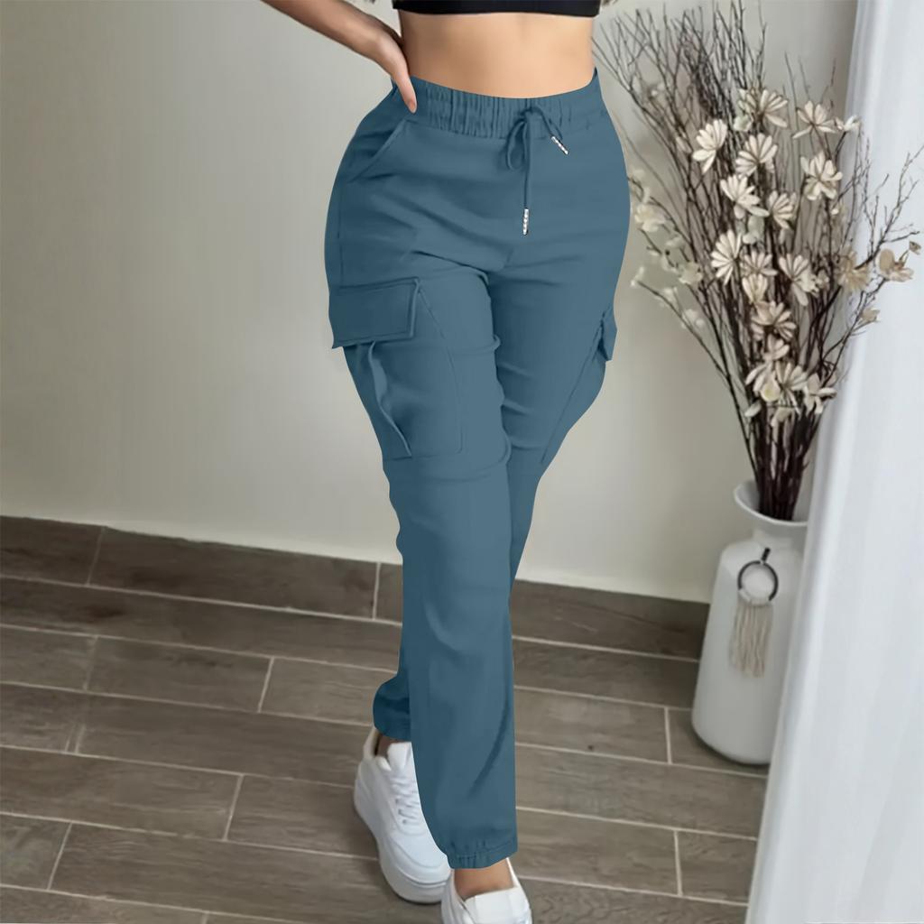 Women's Fashion Solid Color Drawstring Workwear Mountaineering Pants