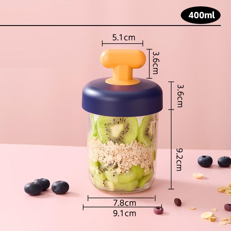High Value Transparent Glass Oat Cup With Lid And Spoon Good Sealing With Scale Multicolor Optional Breakfast Cup