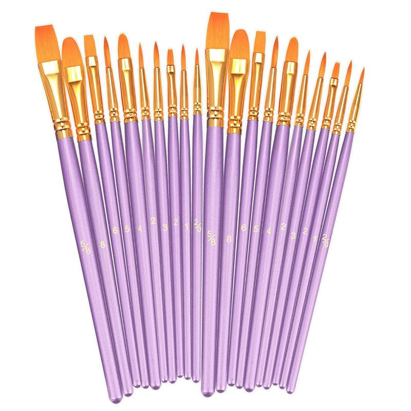 10-Piece Children's Paint Brush Set: Blue Handle Nylon Brushes for Acrylic, Watercolor, and Oil Painting