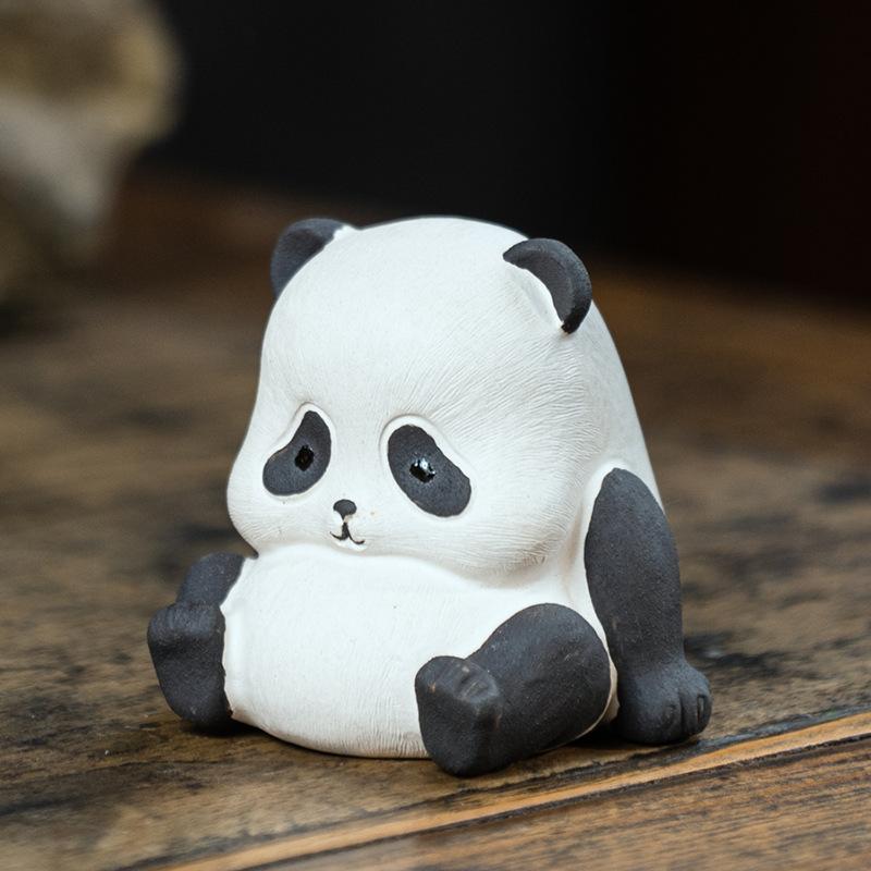 Ręcznie robiona fioletowa glina Zwierzątko do herbaty Panda Figurka Akcesorium do ceremonii herbaty Kungfu Kreatywny zestaw do herbaty