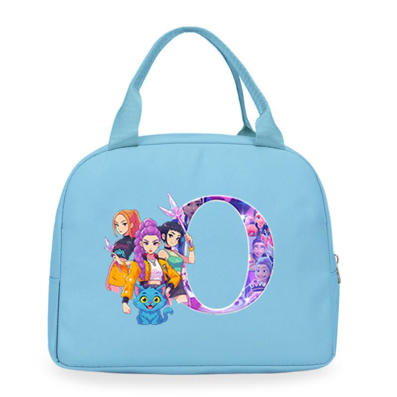 Trend Kpop Anime Cartoon Peripheral 26 Letter Printing Bento Bag Commuter Portable Lunch Box Bag
