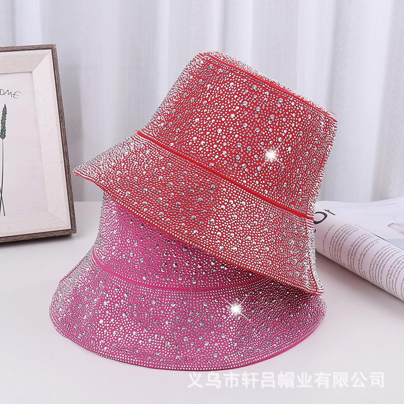 European and American Trendy Brand Foreign Gas Full Diamond Flat Top Fisherman Hat Children Heavy Industry Light Luxury Fashion Show Face Small Sunscr