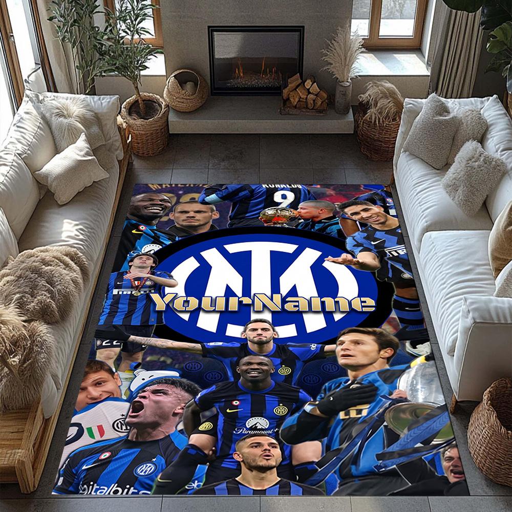 Inter Milan Personalized Name Carpet Design for Kitchen Playrooms Decorate room Dormitory Anti-slip Rug Anime Office Decor Best for Christmas