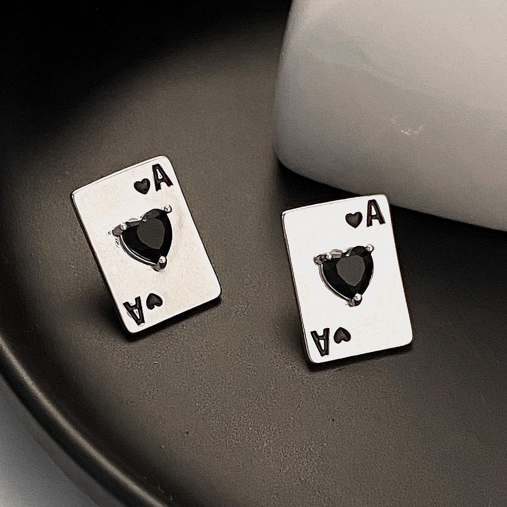 Personalisierte Kreative Liebe Strass Süße Coole Spielkarten Ohrstecker, Nische Pik Ass Hochwertige Damenohrringe