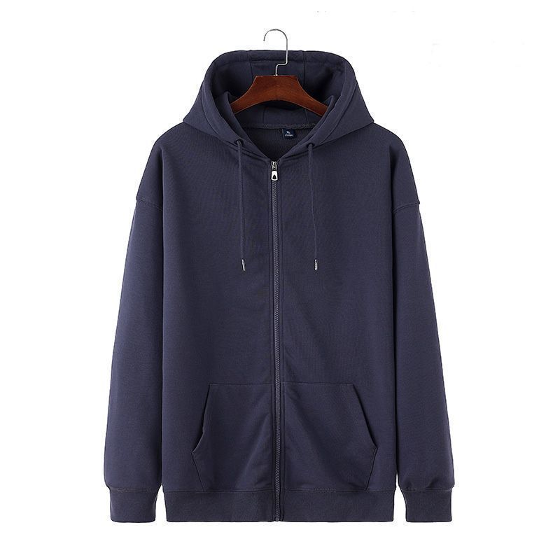 Burgundy Hooded Sweatshirt Spring and Autumn Men and Women Solid Color Zipper Cardigan Retro Top Men