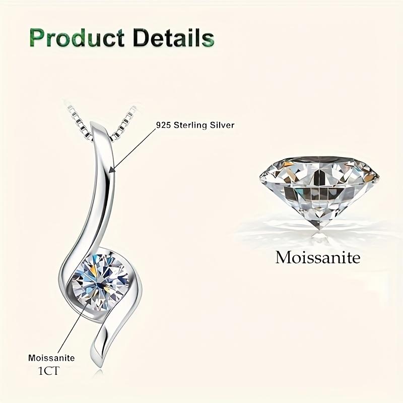 Radiant 1 Carat Moissanite Pendant Necklace In 925 Sterling Silver - A Dazzling