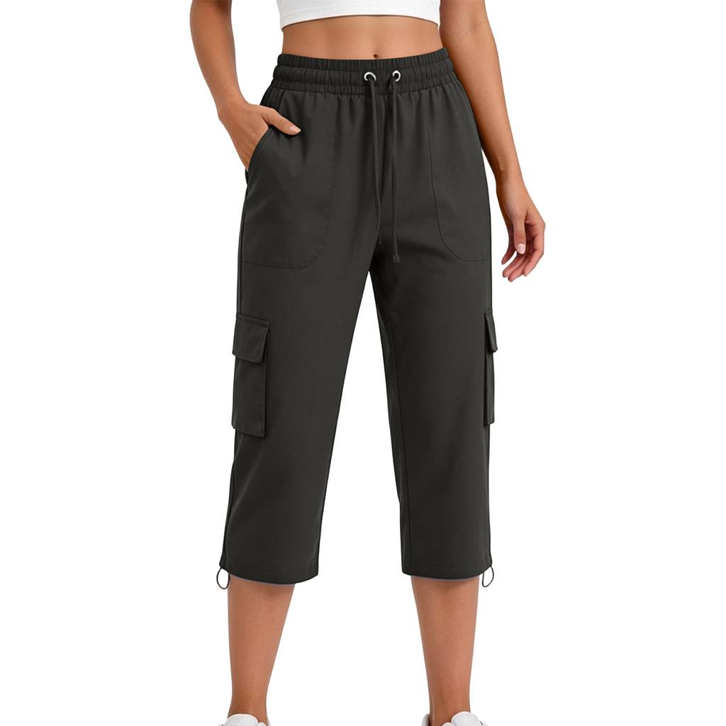 Women's High Waist Straight Leg Cargo Pants with Pockets Color Casual Everyday Wear