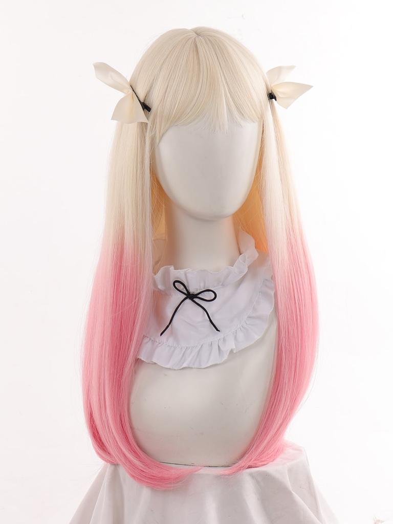 Short Straight Hair Ponytail Wig with Bangs for Women Anime Cosplay Costume Halloween Party Wig