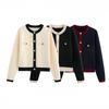 2025 Women's Slim-Fit Color Block Knit Sweater with Gold Button Trim