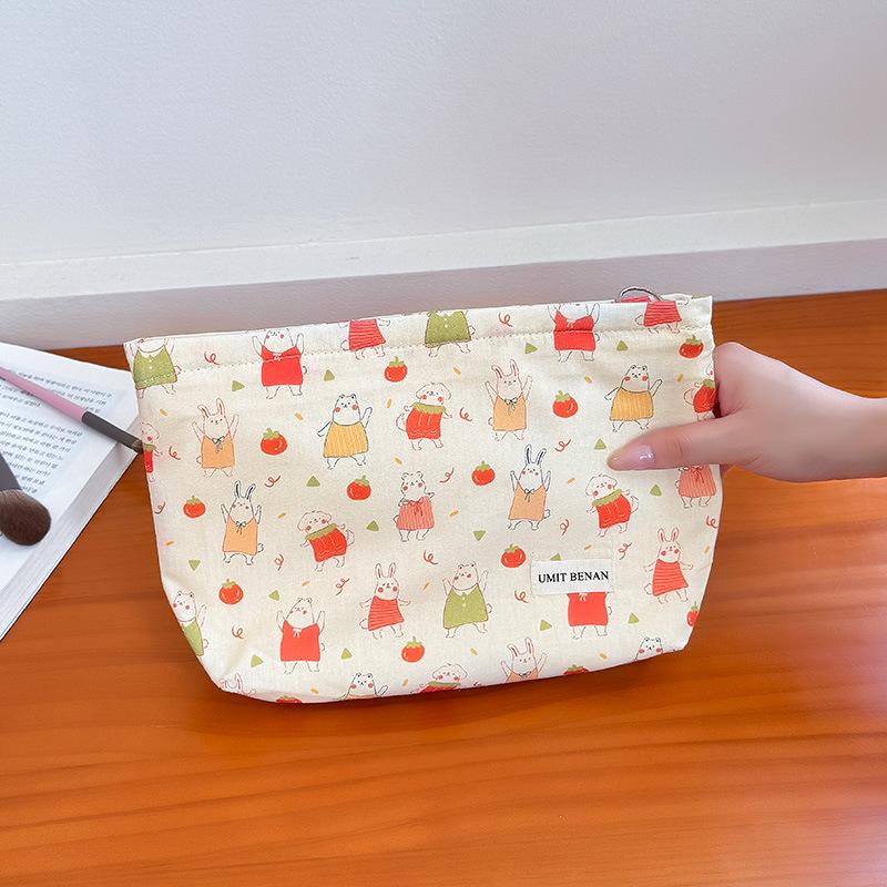 Retro Niedliche Make-up-Tasche: Cartoon Mini Geldbörse, Beutel aus reiner Baumwolle für Kopfhörer und Lippenstift - Tragbare Aufbewahrung für kleine Gegenstände