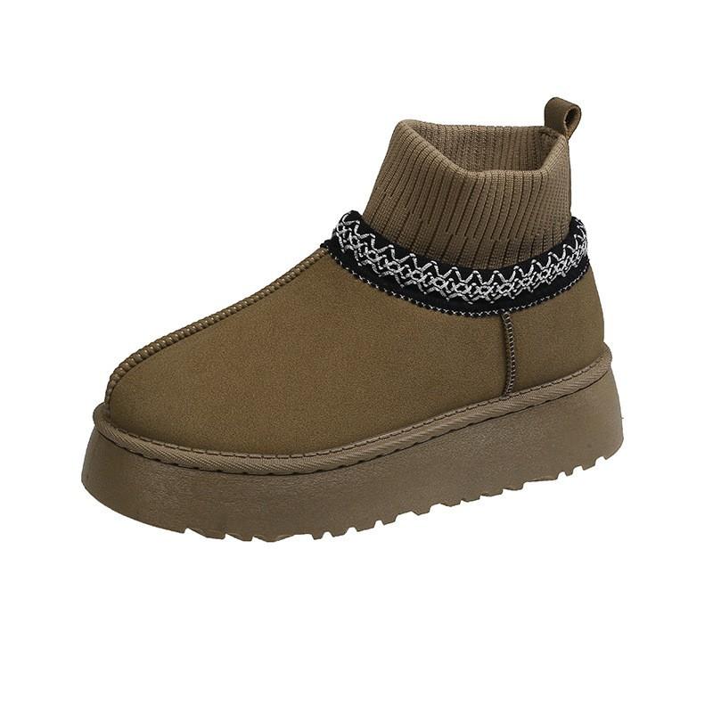 Fleece High-top Snow Boots for Women's Winter New Students Warm Casual Thick Fluffy Cotton Shoes