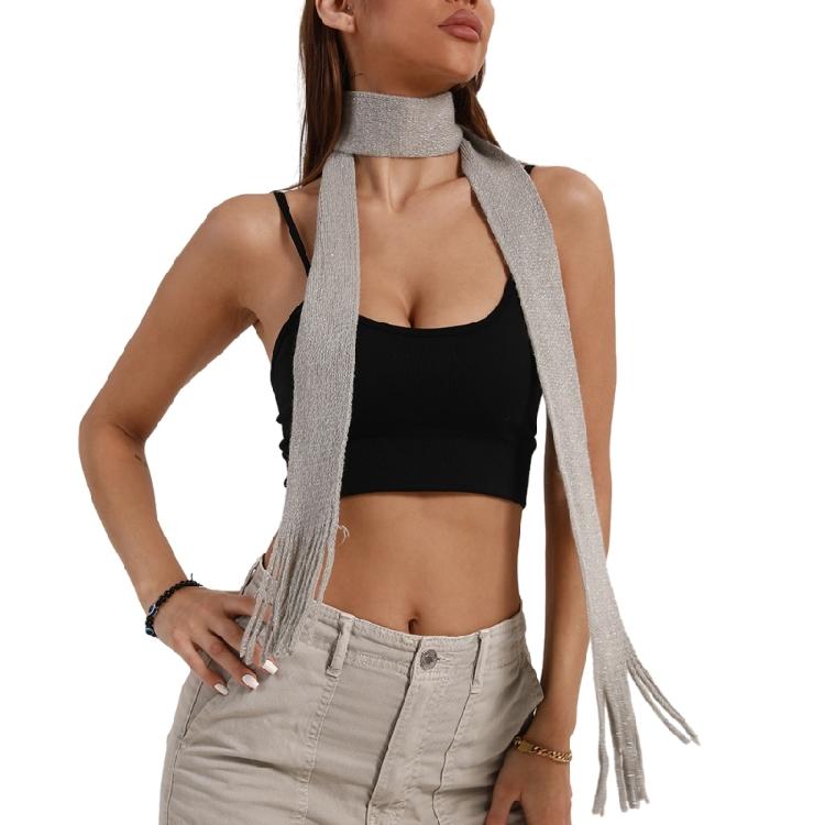 Women Skinny Scarf Thin Choker Belt Blingbling Long Tie Scarf Bag Handle Wrap