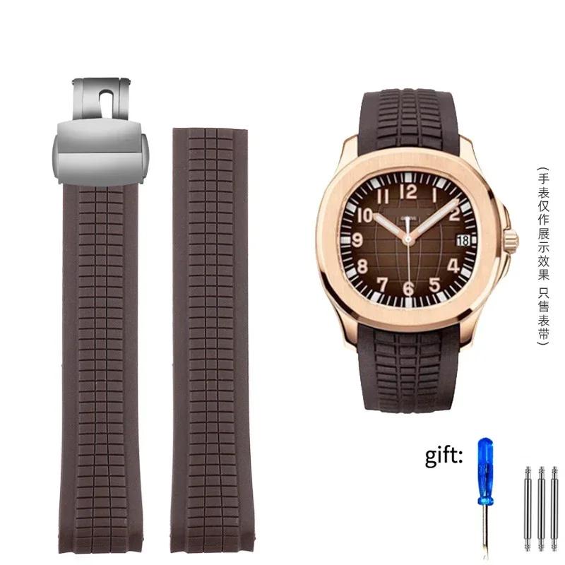 Prémiový měkký gumový řemínek k hodinkám Pasuje na Patek Philippe Silikon 5164A 5167A 5168A 21mm Skládací spona Řemínky k hodinkám