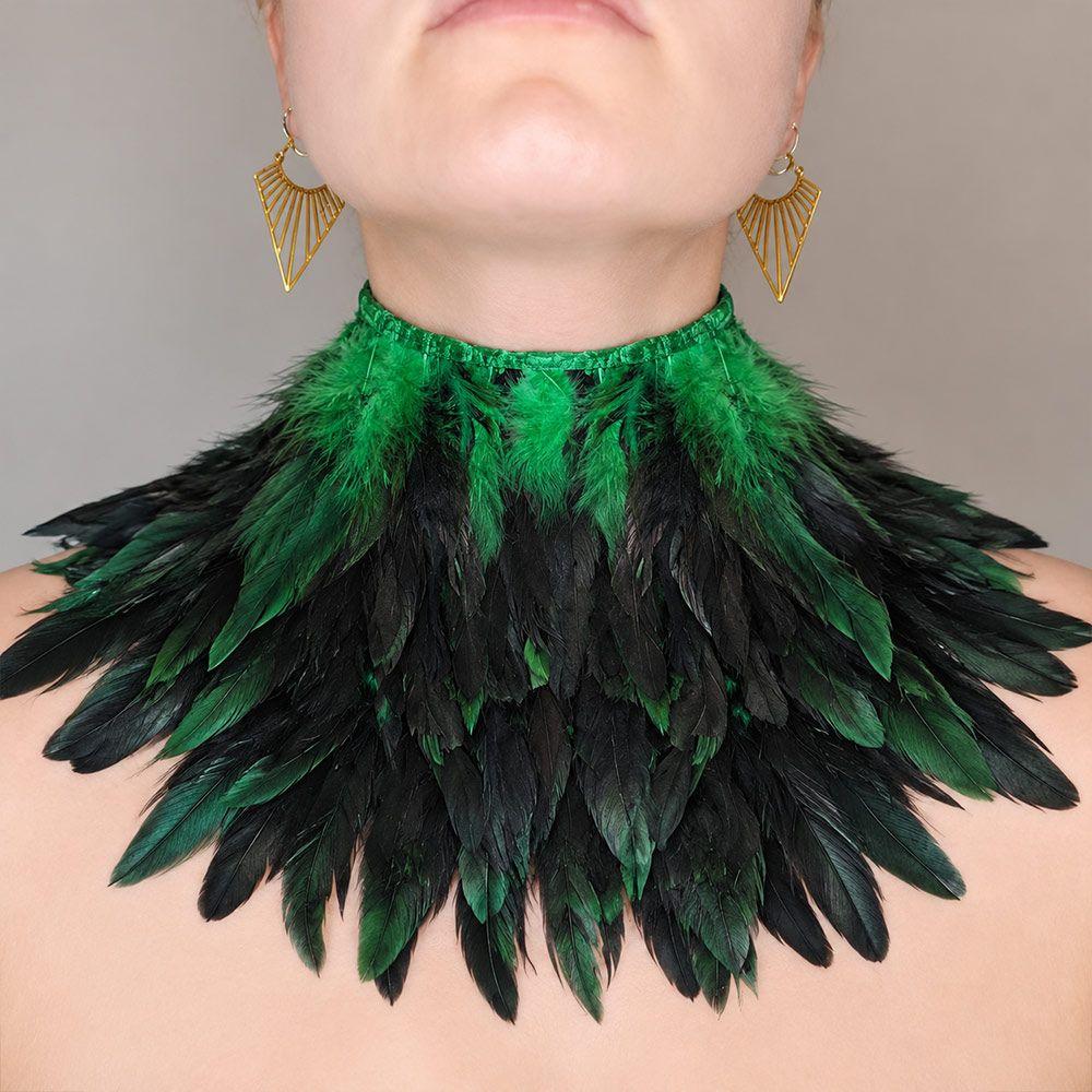 Feather Trim Feather Shawl Punk Style Gothic Collar Sexy Choker Necklace Halloween Party