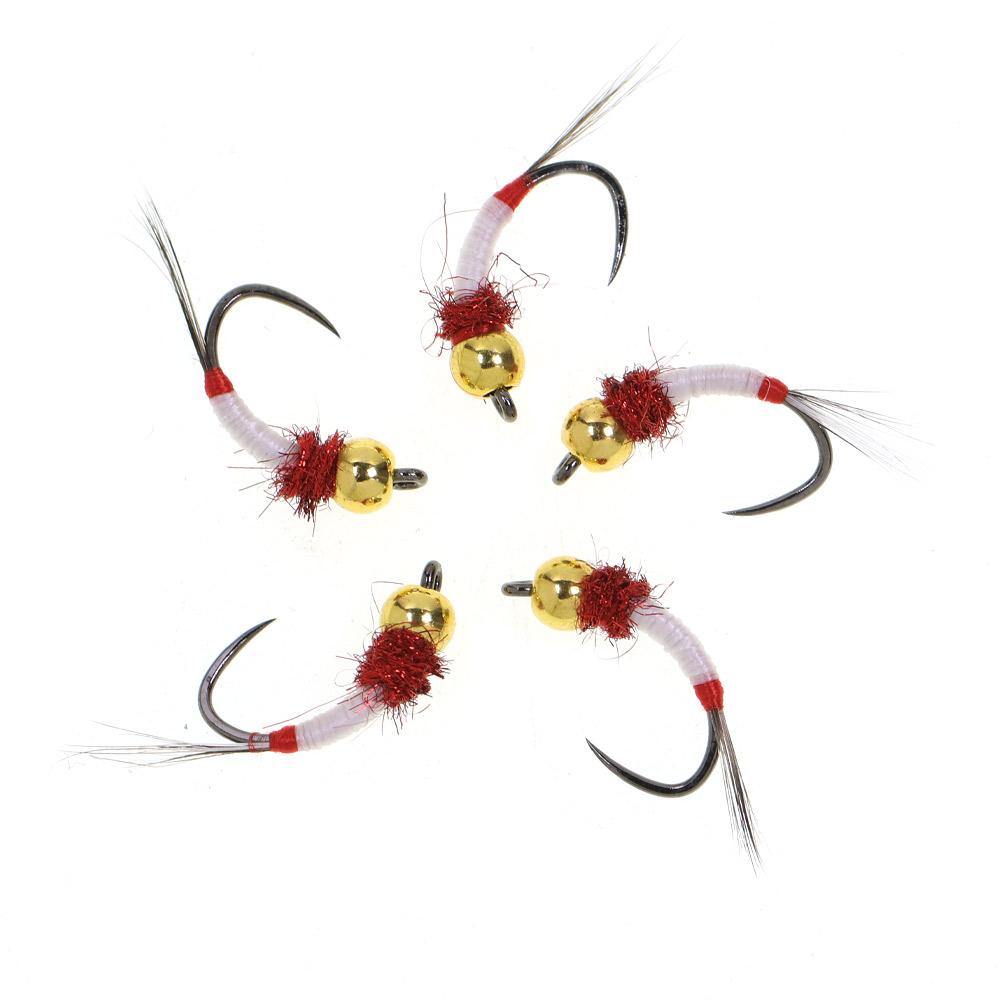 6PCS #14 #16 Barbless Brass Bead Head Nymph Fly Fishing Flies Fast Sinking Wet Fly For Trout Grayling Perch Bass
