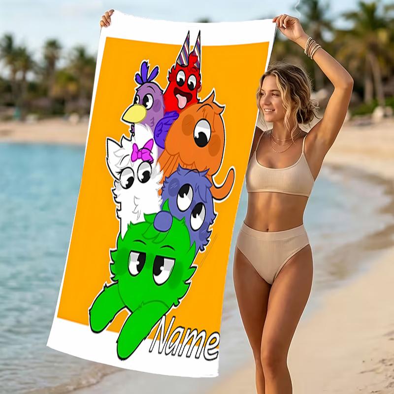 Customizable personalized beach towels Garten Of Banban themed designs.Suitable for the beach, yoga, sports;ideal as beach accessories