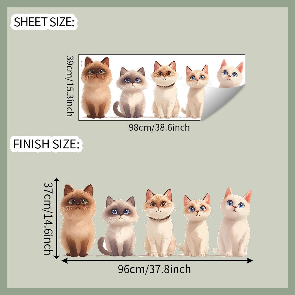 

Cute Group of Kittens Wall Sticker Self-Adhesive Removable for Bedroom Living Room Background Home Decor 39x98cm різнокольоровий