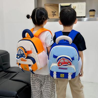 Mochila escolar infantil tendência nylon impermeável respingos desenho animado carro mochila jardim de infância proteção da coluna mochila de bebê transfronteiriça