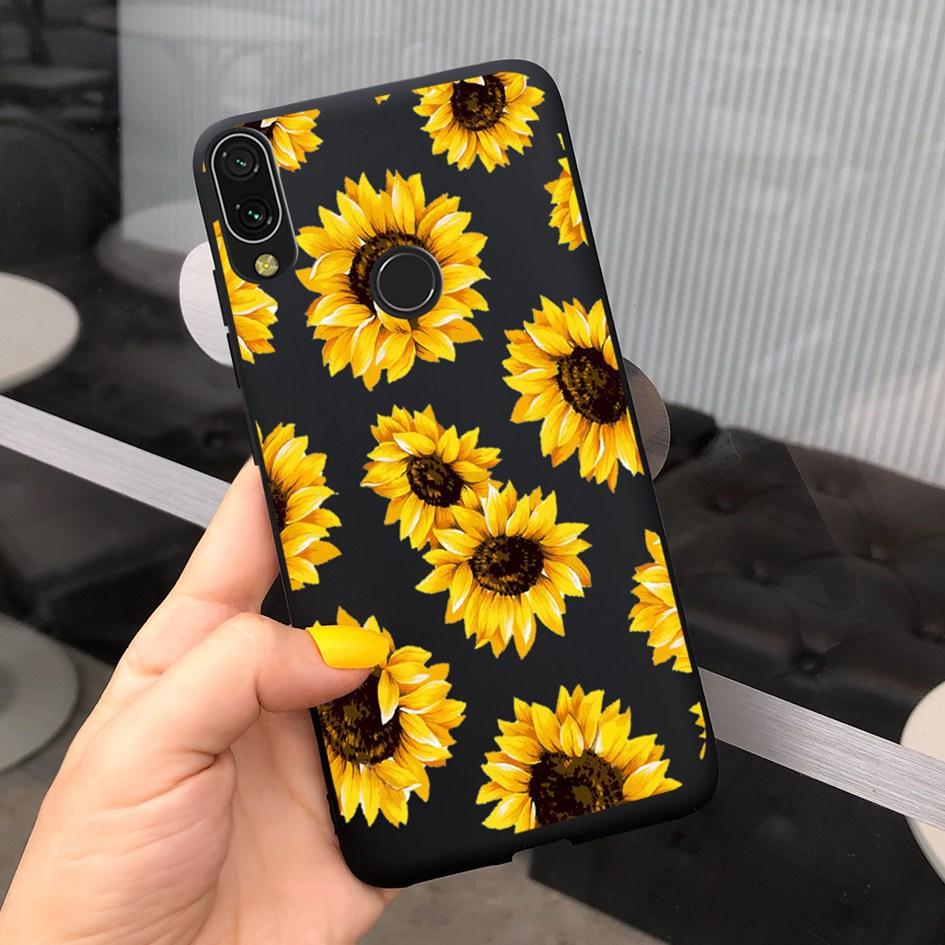 Soft Case For Xiaomi Redmi Note 7 Cover Funda For Redmi 7 7A Fashion Silicone Sunflower Phone Case on Redmi Note7 Pro Back Cover